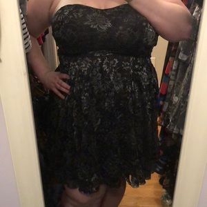 Strapless Metallic Party Dress